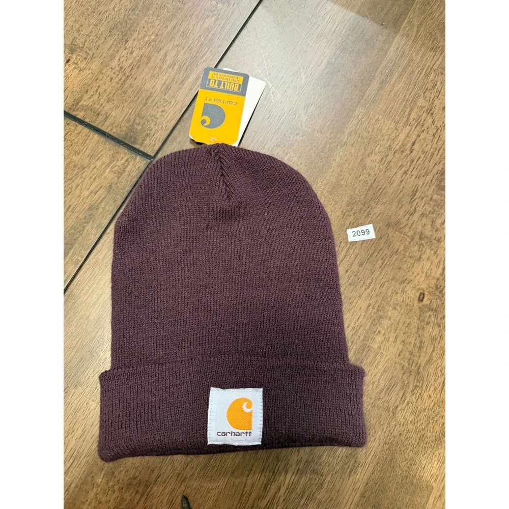 Carhartt A18 Dark‎ Plum Knit Cuffed Beanie Hat Purple One Size New NWT V26